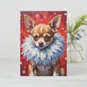 Sassy Chihuahua Dog in Fluffy Winter Fur Collar シーズンカード (スタンド正面)