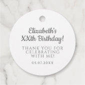 Sassy & Classyフォトカスタムバースデーパーティーホワイト フェイバータグ (裏面)