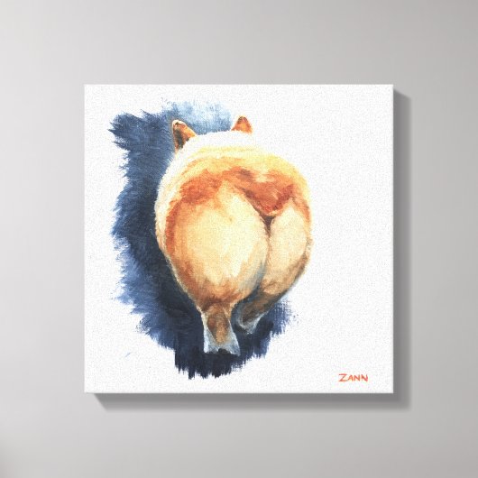 Sassy Corgiお尻キャンバス印刷12" x 12" キャンバスプリント (正面)