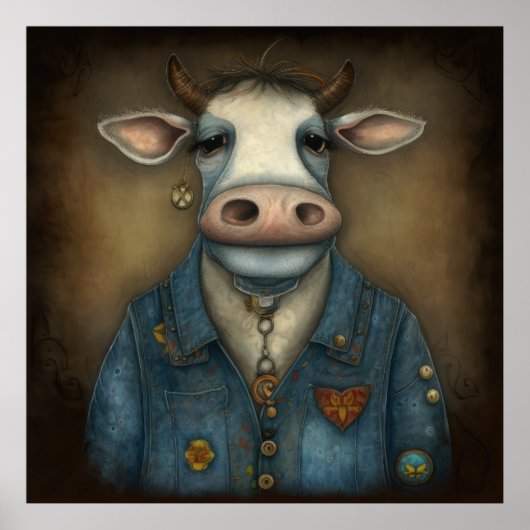 Sassy Cow Threads - Funny cow in a costume ポスター (正面)