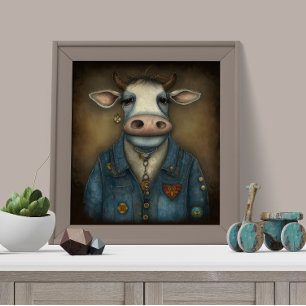 Sassy Cow Threads - Funny cow in a costume ポスター