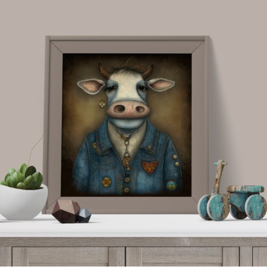 Sassy Cow Threads - Funny cow in a costume ポスター