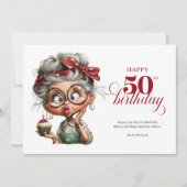 Sassy fifty funny lady whimsical birthday card 招待状 (正面)