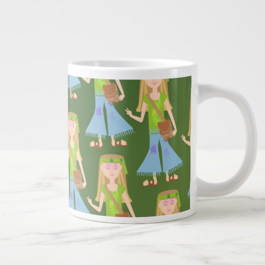 Sassy Groovy Hippie Girlヴィンテージマンガアート ジャンボコーヒーマグカップ (右)