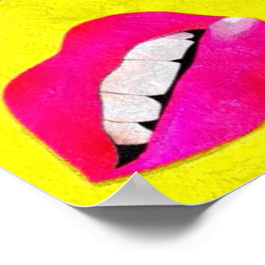 Sassy Lips fluorescent Pink/Yellow Grunge Poster ポスター (角)