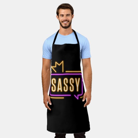 Sassy Neon Glow Apron – Bold Attitude エプロン (着用した状態)
