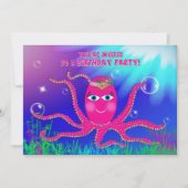 Sassy Octopusの誕生日パーティーへの招待 招待状 (正面)