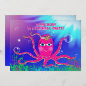 Sassy Octopusの誕生日パーティーへの招待 招待状 (正面/裏面)