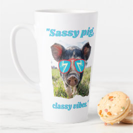 Sassy Pig クラシックな雰囲気 - ブタの名言 カフェラテマグ