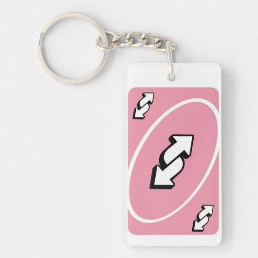 Sassy Pink UNO Reverse Card Keychain – Meme Lover キーホルダー (正面)