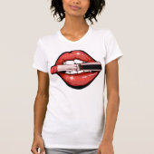 Sassy Red Lips Graphic Print Tシャツ (正面)