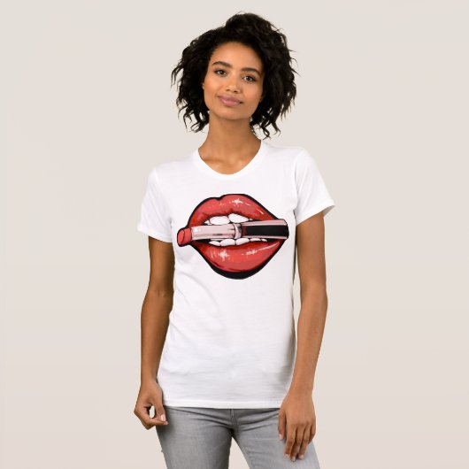 Sassy Red Lips Graphic Print Tシャツ (正面フル)