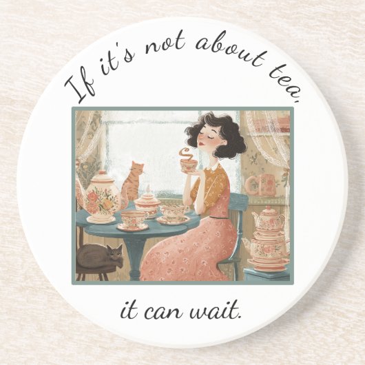 Sassy Sandstone Coaster For Tea Lovers コースター (正面)