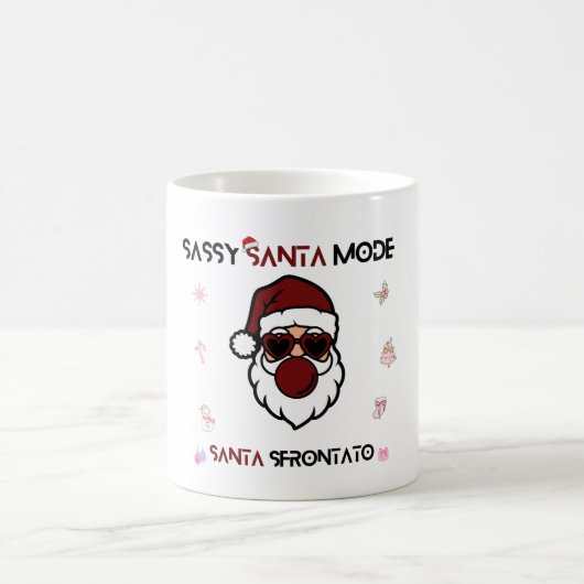 Sassy Santa Mode – Bilingual Christmas Design  コーヒーマグカップ (中央)