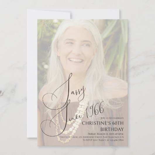 Sassy Since Custom Sixtieth Birthday Photo  招待状 (正面)