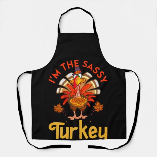 Sassy Turkey Matching Family Group Thanksgiving エプロン (正面)