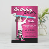 Sassy Zebra Print Girlバースデーパーティ招待状 招待状 (スタンド正面)