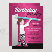 Sassy Zebra Print Girlバースデーパーティ招待状 招待状 (正面/裏面)