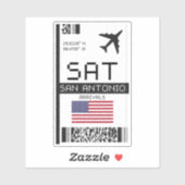 SATサンアントニオボーディングパス – テキサス州旅行 シール (シート)