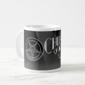 Satanのロゴのクラシックで白いマグのNoir教会 コーヒーマグカップ (正面左)