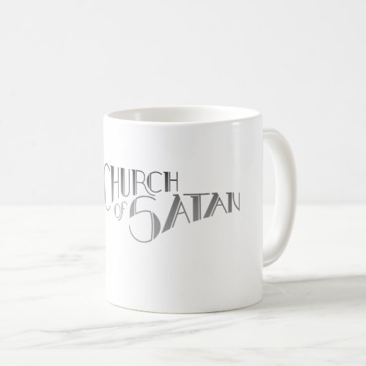 Satanのロゴのクラシックで白いマグのNoir教会 コーヒーマグカップ (正面右)