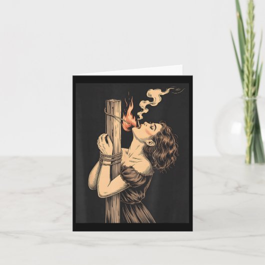 Satan Devil Hell Witch With Flames Cigarette Occul カード (正面)