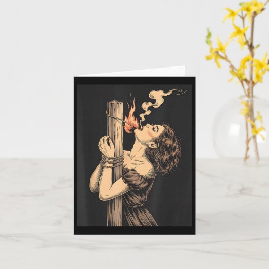 Satan Devil Hell Witch With Flames Cigarette Occul カード (黄色い花)