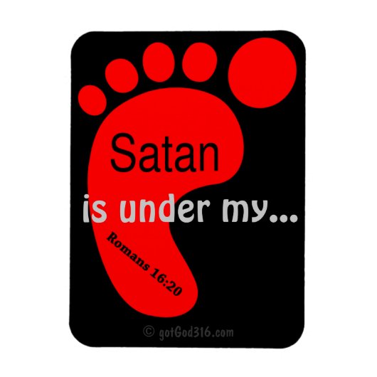 Satan Under My足gotGod316.com Red足 マグネット (縦)