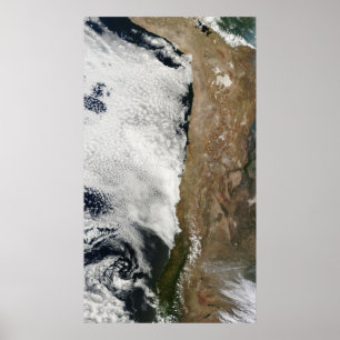 Satellite view of the Andes Mountains ポスター