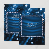 satinと青王室のの応答カードrsvp 出欠カード (正面/裏面)