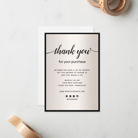 Satin金ゴールドご購入時のノートカードをありがとう ノートカード (正面/裏面インサイチュ)