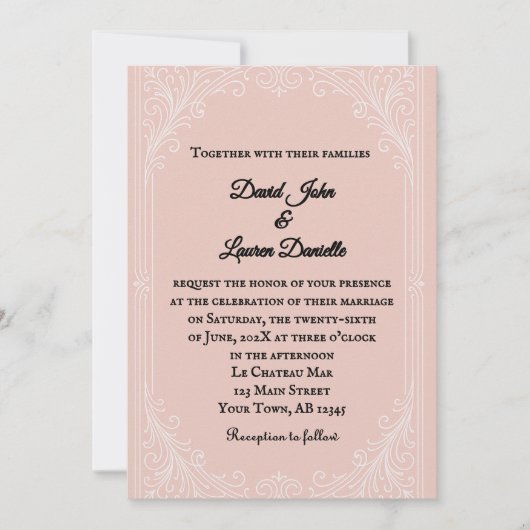 Satin Blush Photo Wedding Invitation 招待状 (正面)