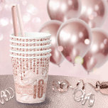 Satin Jewel Sweet Sixteen Rose Gold ID260 紙コップ<br><div class="desc">This elegant Sweet Sixteen paper cup features a giant,  rose gold faux-glitter '16' and ribbon over a satin effect background adorned with a pattern of hanging jewels. Specify your event details on the back using the custom template. Search ID260 to see other products with this design.</div>