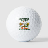 Saturdays Are For The Boys Golf Retro Golfing ゴルフボール (正面)