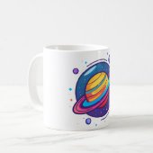 Saturn Planet Coffee Mug – Cosmic Design for Space コーヒーマグカップ (正面左)