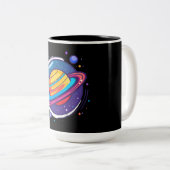 Saturn Planet Coffee Mug – Cosmic Design for Space ツートーンマグカップ (正面右)