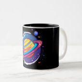 Saturn Planet Coffee Mug – Cosmic Design for Space ツートーンマグカップ (正面右)