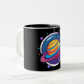 Saturn Planet Coffee Mug – Cosmic Design for Space ツートーンマグカップ (正面左)