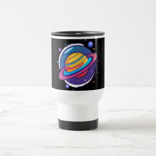 Saturn Planet Coffee Mug – Cosmic Design for Space トラベルマグ (中央)