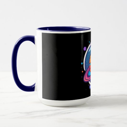Saturn Planet Coffee Mug – Cosmic Design for Space マグカップ (左)