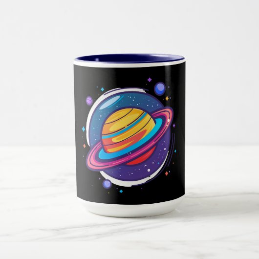 Saturn Planet Coffee Mug – Cosmic Design for Space マグカップ (中央)