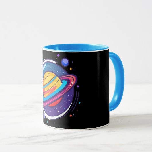 Saturn Planet Coffee Mug – Cosmic Design for Space マグカップ (正面右)