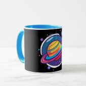 Saturn Planet Coffee Mug – Cosmic Design for Space マグカップ (正面左)