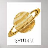Saturn Planet Watercolor Poster ポスター (正面)