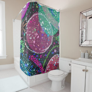 Saturn’s Rings: Maximalist Abstract Art シャワーカーテン