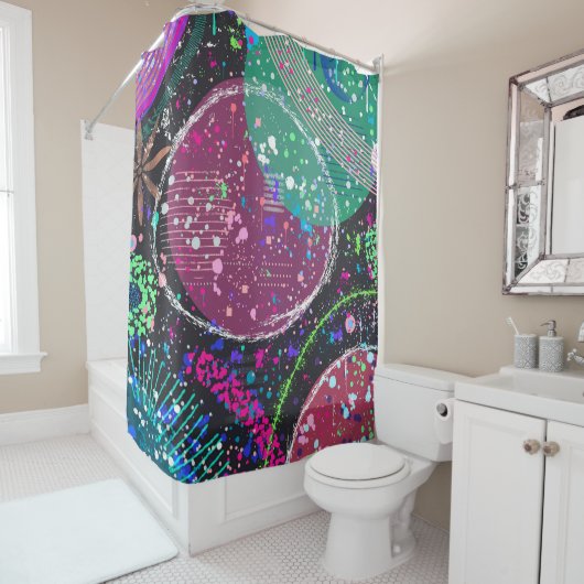 Saturn’s Rings: Maximalist Abstract Art  シャワーカーテン (インサイチュ)