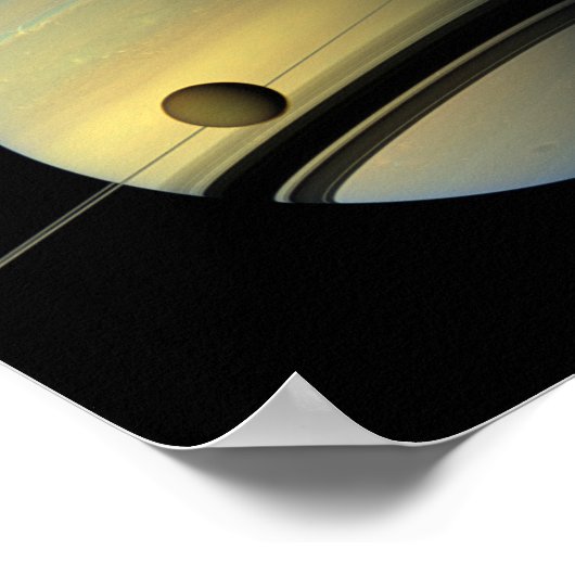 Saturn & Titan Cassini Space Photo ポスター (角)