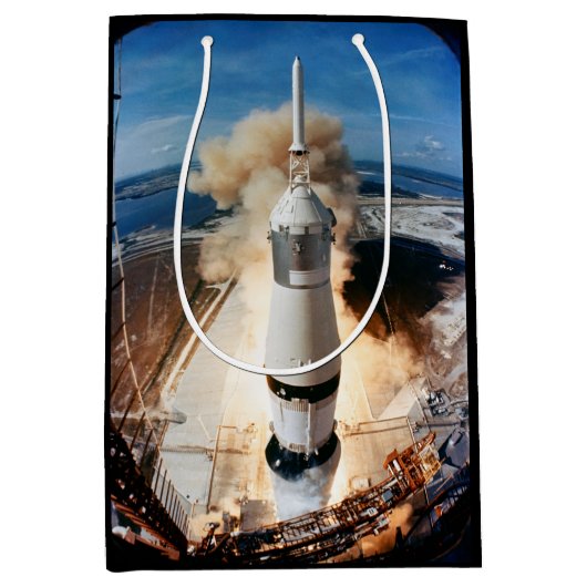 Saturn V Rocket launch 1969 Apollo Spacecraft Medi ミディアムペーパーバッグ (正面)