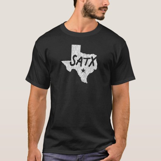 Satx San Antonio TxスクリプトTxシルエット内の詳細 Tシャツ (正面)