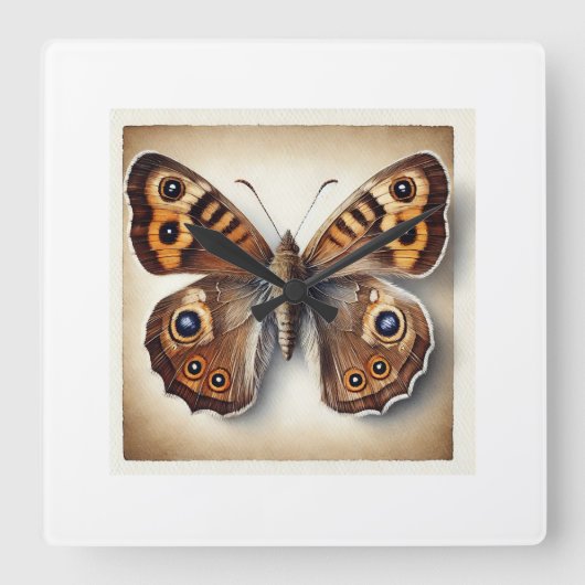 Satyr Butterfly in Natural Harmony 071124IREF231 - スクエア壁時計 (正面)